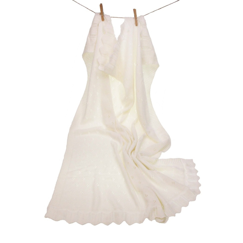 gebreide babydeken wit